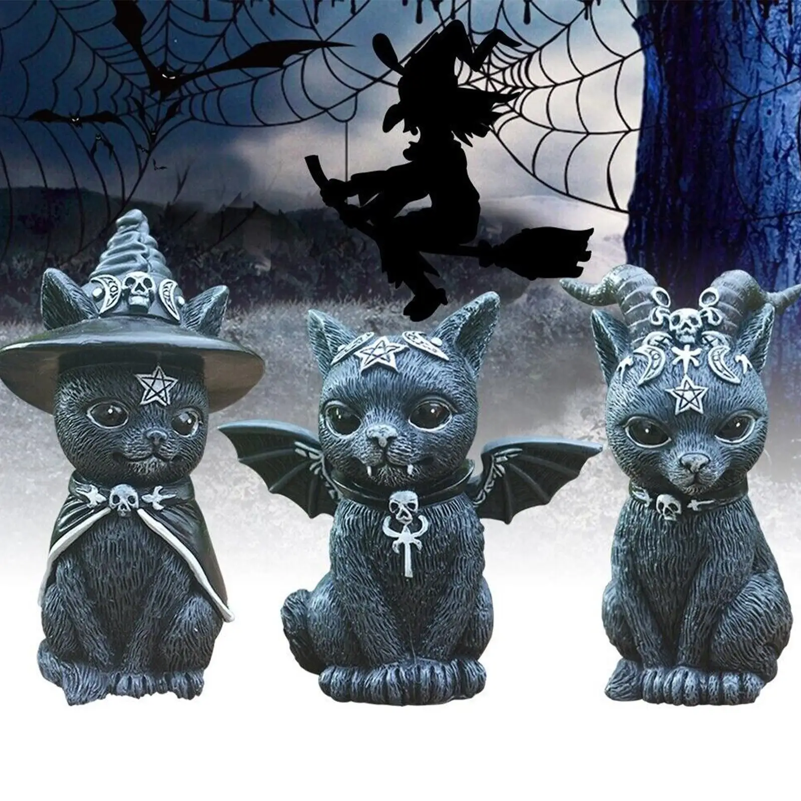 Украшение для сада ведьма демон модель готический котенок Волшебная кошка из