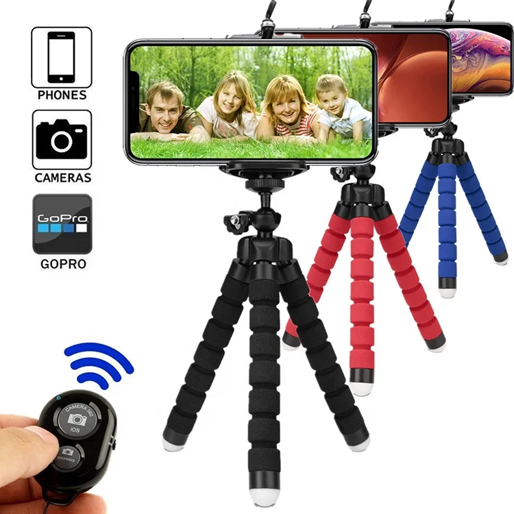 

Anti Shake With Wireless Remote Mini Phone Holder Flexible Tripod Octopus Selfie Stick