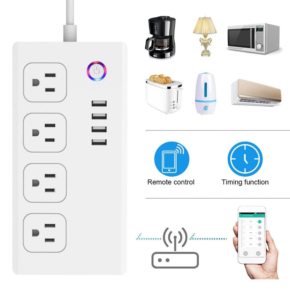 

Умный удлинитель Beelite с Wi-Fi, 4 розетки, 4 USB-порта