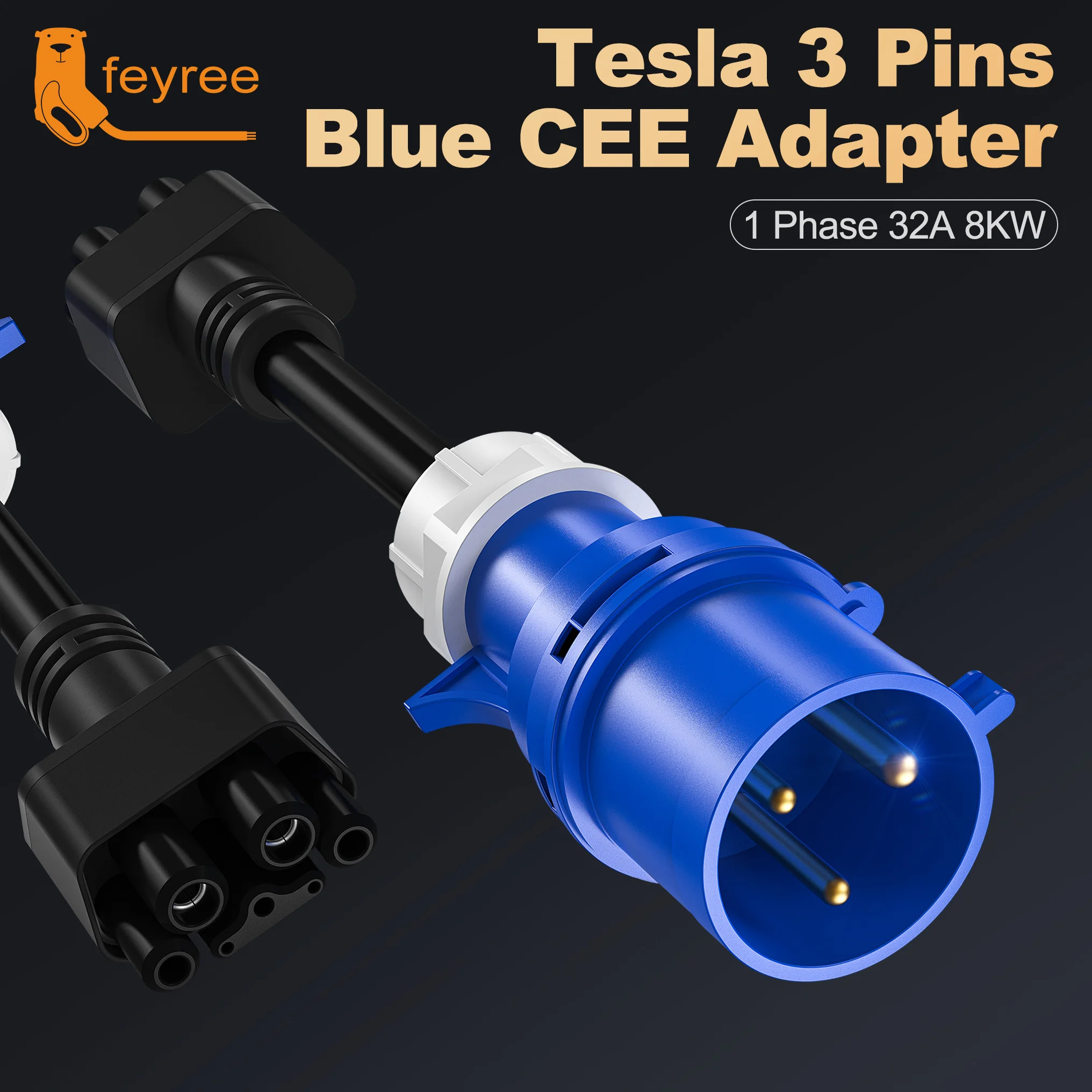 

Адаптер для зарядного устройства feyree, синий адаптер для Tesla Model S,3,X,Y Gen 2 EV, 240 в, 32 А, 10 дюймов