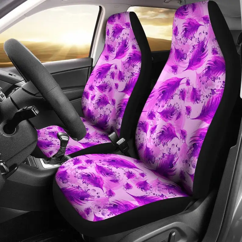 

Purple / Violet / Pink Feathers Pattern Car Seat Covers Pair, 2 Front Seat Covers, Car Seat Covers, Car Seat Protector, Car Acce