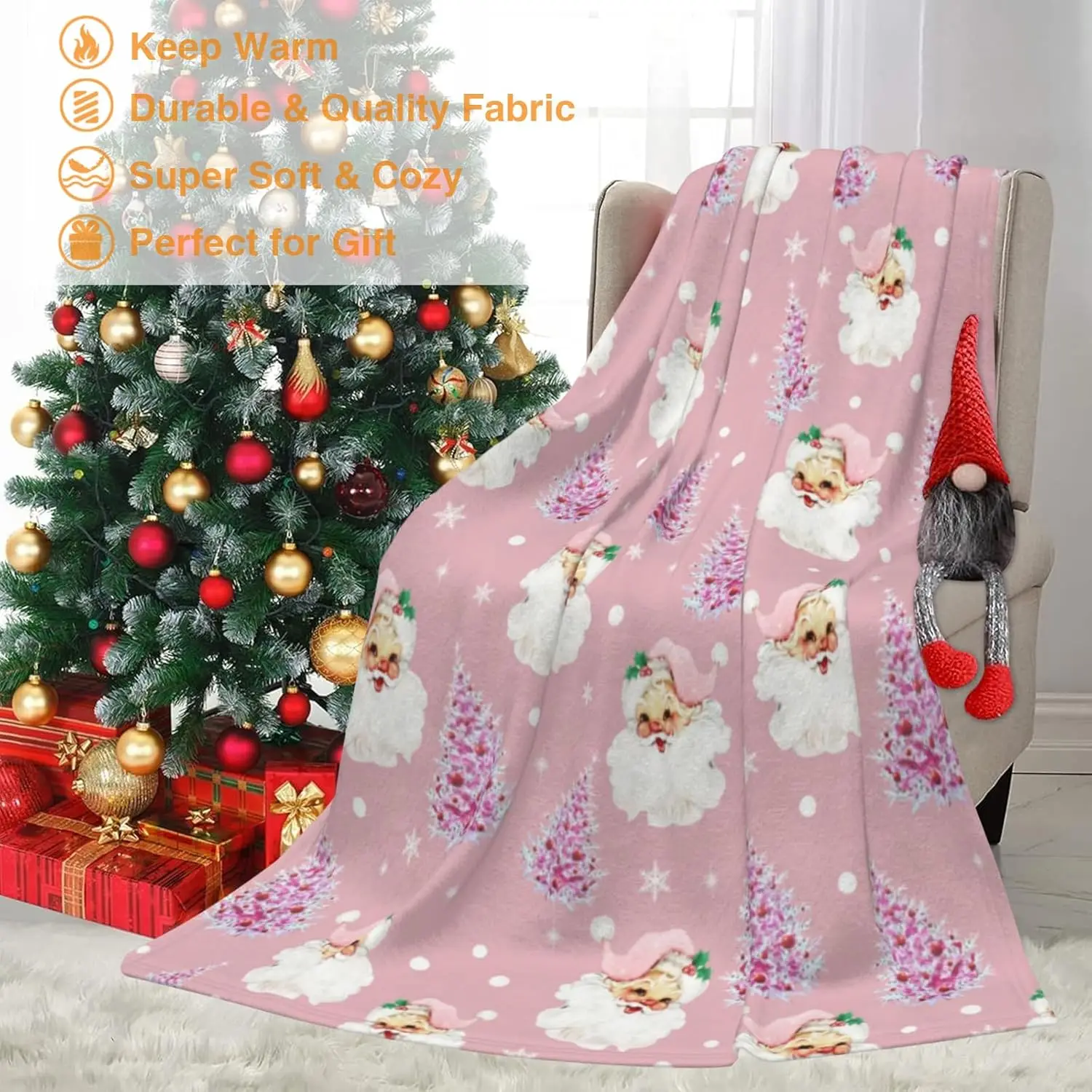 JOOCAR Manta de Navidad розовый модный пап Noel Feliz Año Nuevo acogedora suave ligera franela