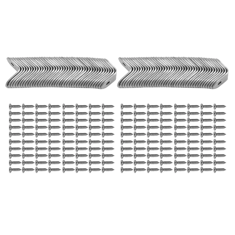 

HOT-80PCS L Bracket Corner With 160PCS Screws, Corner Bracket, Angle Bracket Fastener For Wood Furniture Bedframe Cabinet