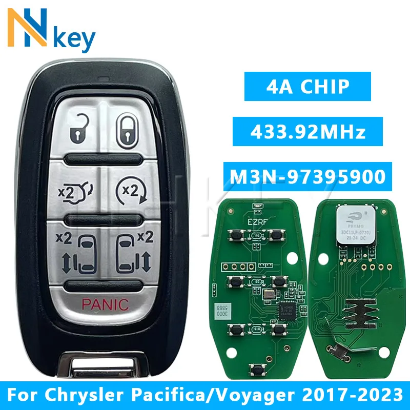 

Сменный брелок NHKEY для Chrysler Pacifica/Voyager 2017-2023, 7-кнопочный пульт дистанционного управления, чип 4A, 433 МГц (M3N- 97395900 & 68217832 AC)
