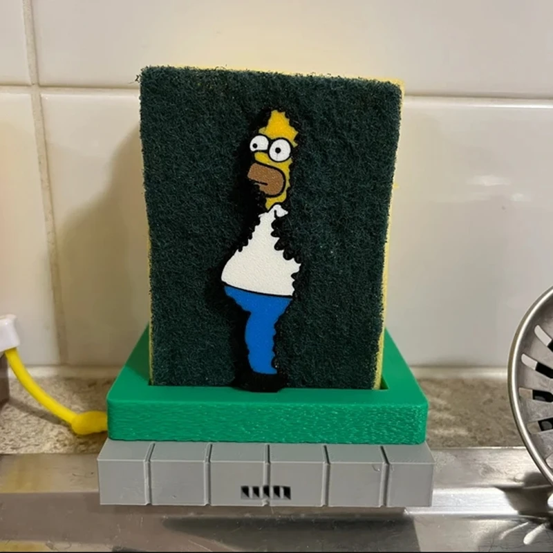 Фото Держатель губки Homer Simpson, забавные кухонные аксессуары для хранения №5