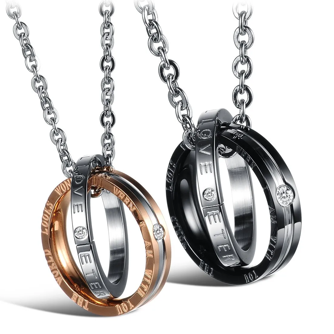 Ожерелье из титановой стали для пар, классическое трехциклическое индивидуальное ожерелье из чистой стали с цепочкой, подарок на день Свят...