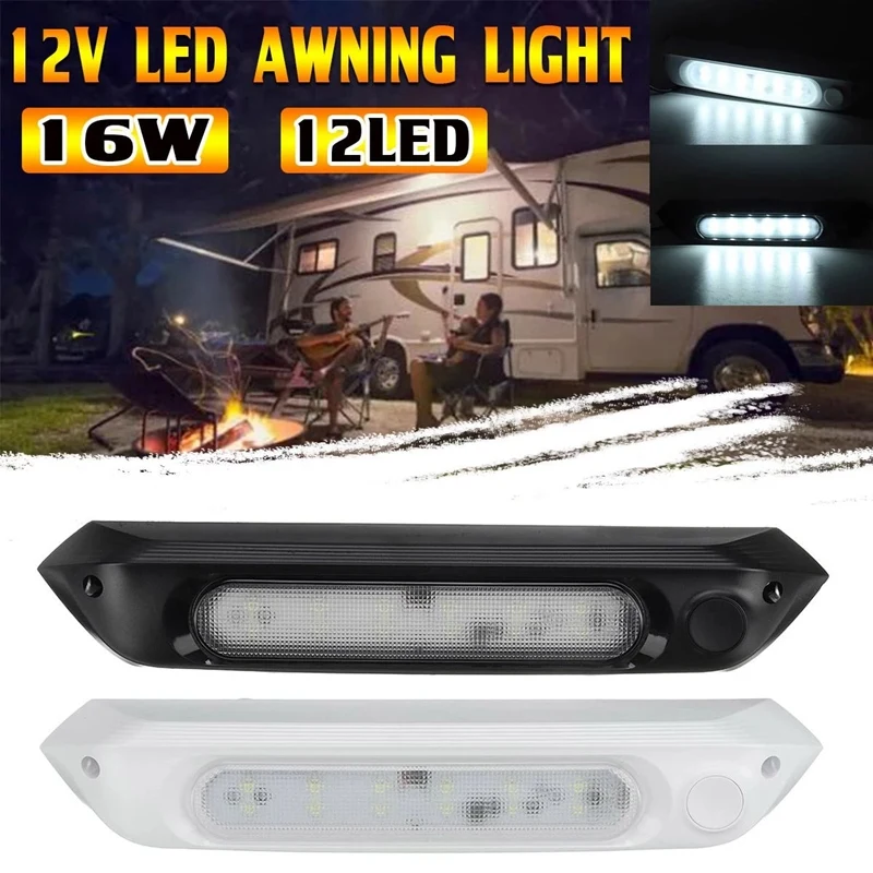 LED 16W Awning Porch Light Waterproof Motorhome Camper Light Caravan Interior Wall Lamps Bar 12V RV Van Lamp Bar