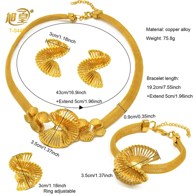 XUHUANG Dubai Luxury Plated Gold Necklace Bracelet Jewelry Set For Women Arab African Wedding Banquet Gifts With Plush Gift Box 4