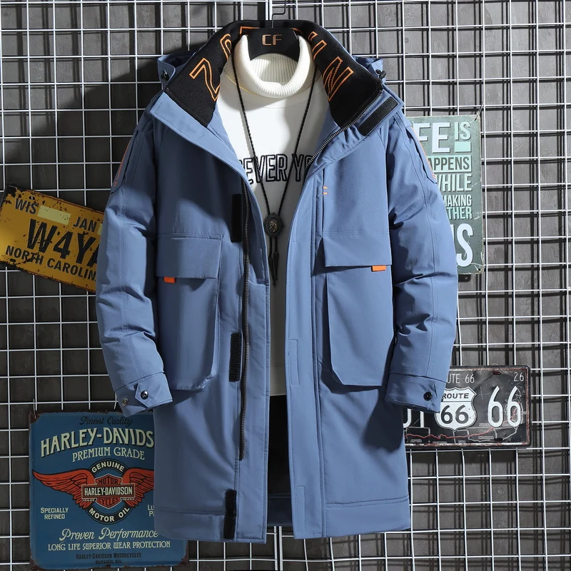 Warm and fashionable casual down jacket in autumn and winter Men's fashionable long work clothes Down jacket in Korean version 5