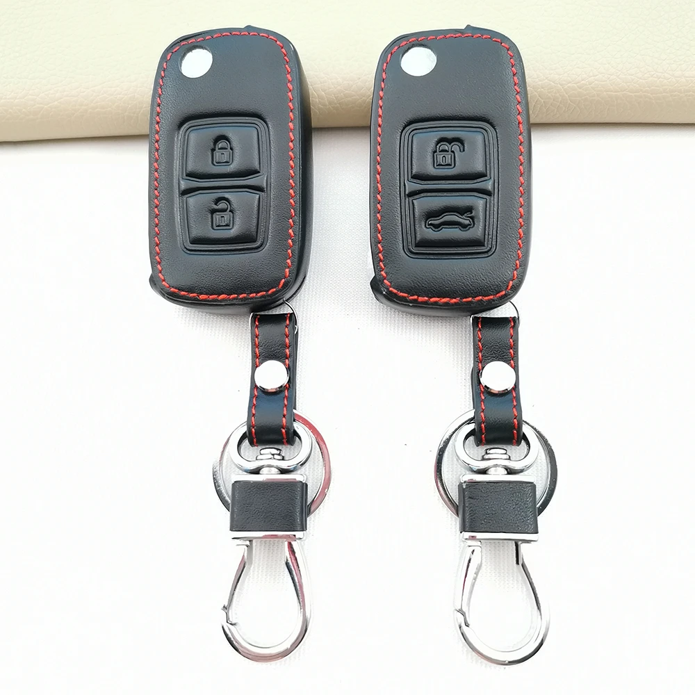

Новый стиль 100% кожаный чехол для автомобильного ключа для Chery A5 Fulwin Tiggo E5 A1 Cowin 2 кнопки удаленный корпус защитный чехол-брелок