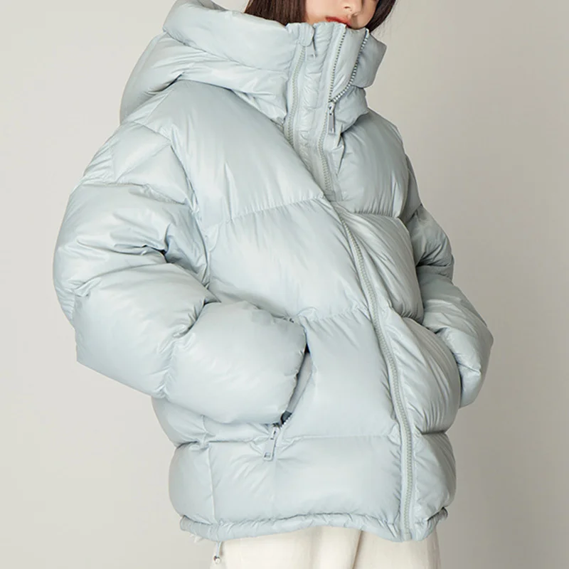 New Winter Women Hooded 90% White Duck Down Jacket Casual Female Thick Warm Loose Down Coat Chic Ladies Snow Outwear