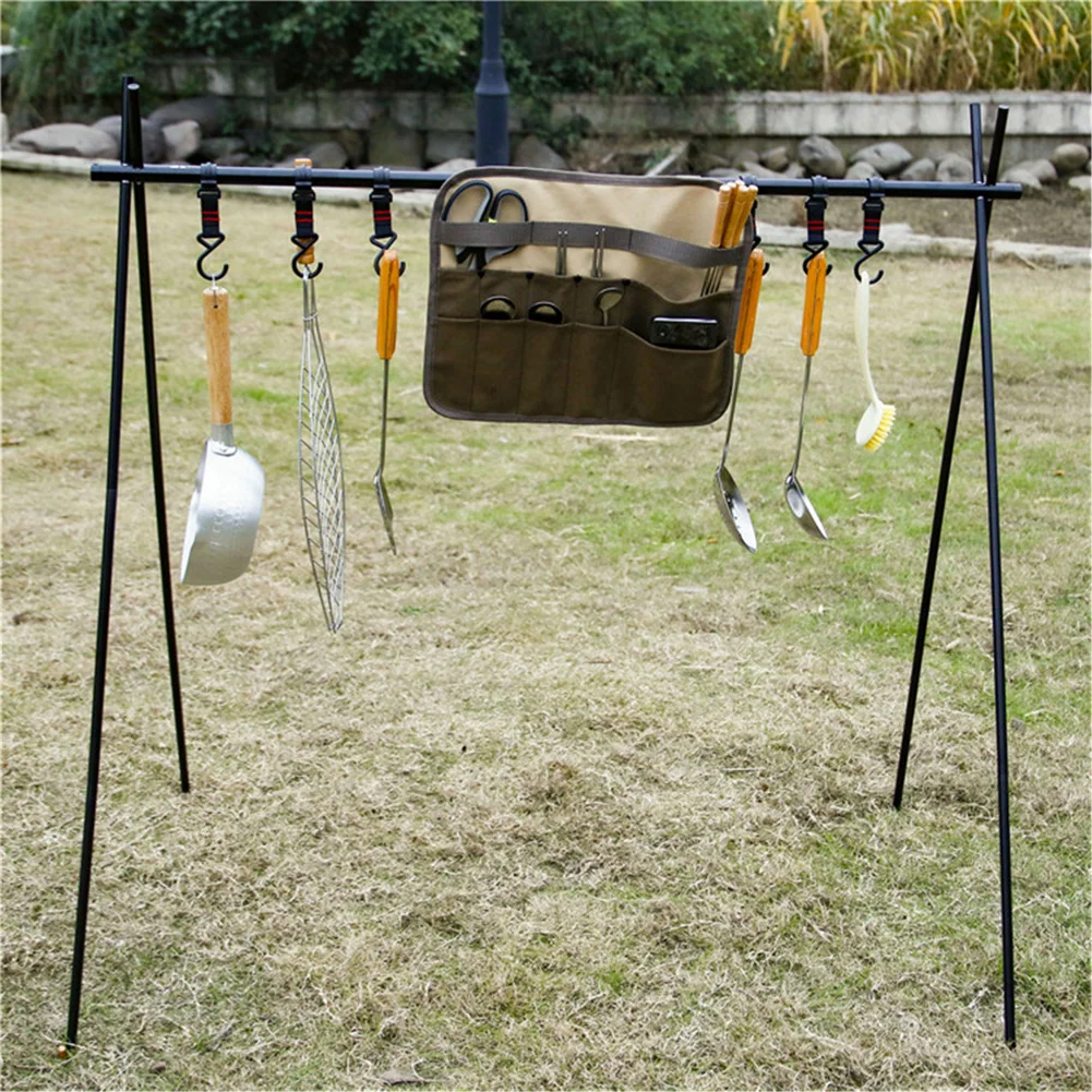 

Practical Canvas Camping Picnic Tableware Storage Bag Portable Barbecue Cutlery Organizer Outdoor Hanging Holder Bags 36.5*30cm