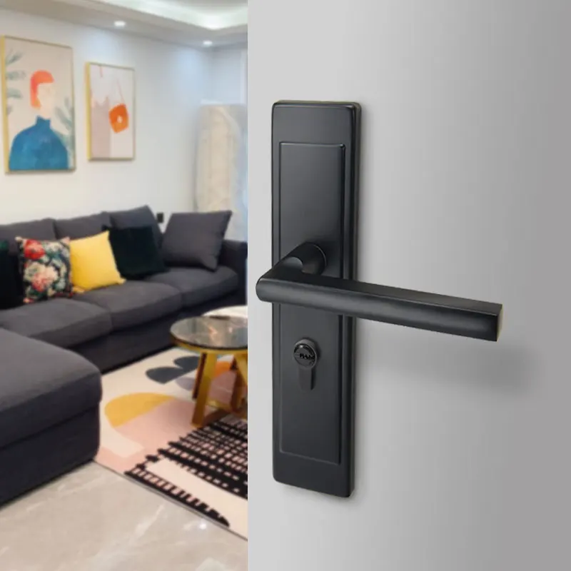 

Черная квадратная Минималистичная внутренняя дверная ручка YONFIA A8110P22 для комнаты, конфиденциальности, спальни, деревянная фоторучка черног...