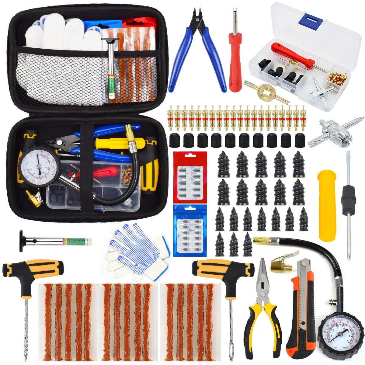 Car Tire Repair Tool Kit Studding Set Auto Bike Puncture Plu