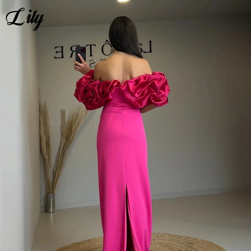 Элегантное вечернее платье Lily Sky Blue с блестящим жемчугом и пышными рукавами, платья для выпускного вечера, атласные вечерние платья русалки, robe de bal, индивидуальный заказ (art.: 3920cd604c8ed) - 3920cd604c8ed