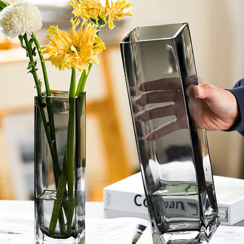 

Скандинавская стеклянная ваза, прозрачная Минималистичная декоративная ваза для растений, Гидропонные цветочные композиции, ваза, бутылка...