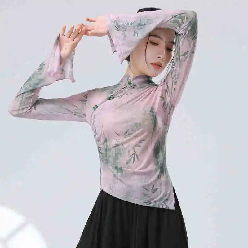 Классическая танцевальная одежда женские топы муслиновая чернила и стирка со