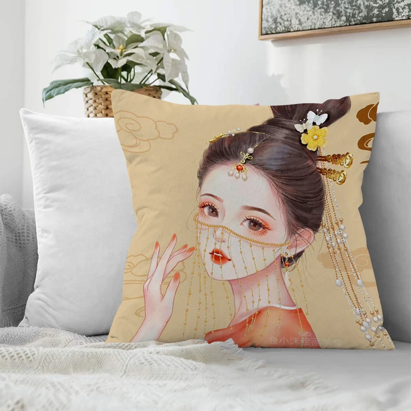 

Decorative Pillowcase Classical Girl Anime Pillow Cover 40x40 Fall Decor Sleeping Pillows Pilow Cases Sofa Cushions 45x45 Covers