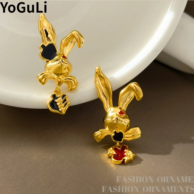 

Fashion Jewelry 925 Silver Needle Pirate Rabbit Earrings 2023 Trend New High Quality Brass Asymmetrical Stud Earrings For Women