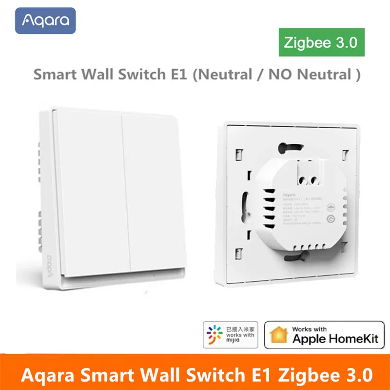 

Умный Беспроводной Выключатель Aqara E1 Zigbee, настенный переключатель с нулевым огнем и нейтральным проводом, для Xiaomi MiHome, Homekit, 3,0