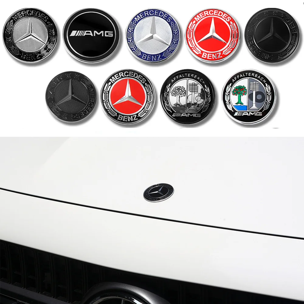 Original Car Front Emblem Cover Decoration Sticker For Mercedes Benz AMG A B C M S R Class GLA CLA GLB W108 W124 W126 W140 W168
