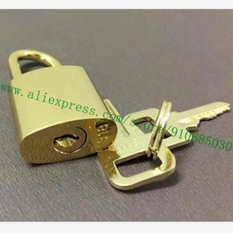 

Bag Parts 1 Lock 2 Key Polished Shine Golden Padlock For Designer Travel Duffle Luggage Keapall Speady Allmaa Etc. Handbag #318