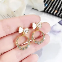 bow zircon earring bowknot hoop earrings for women girls elegant trendy luxurious zircons drop earring fashion jewelry gifts