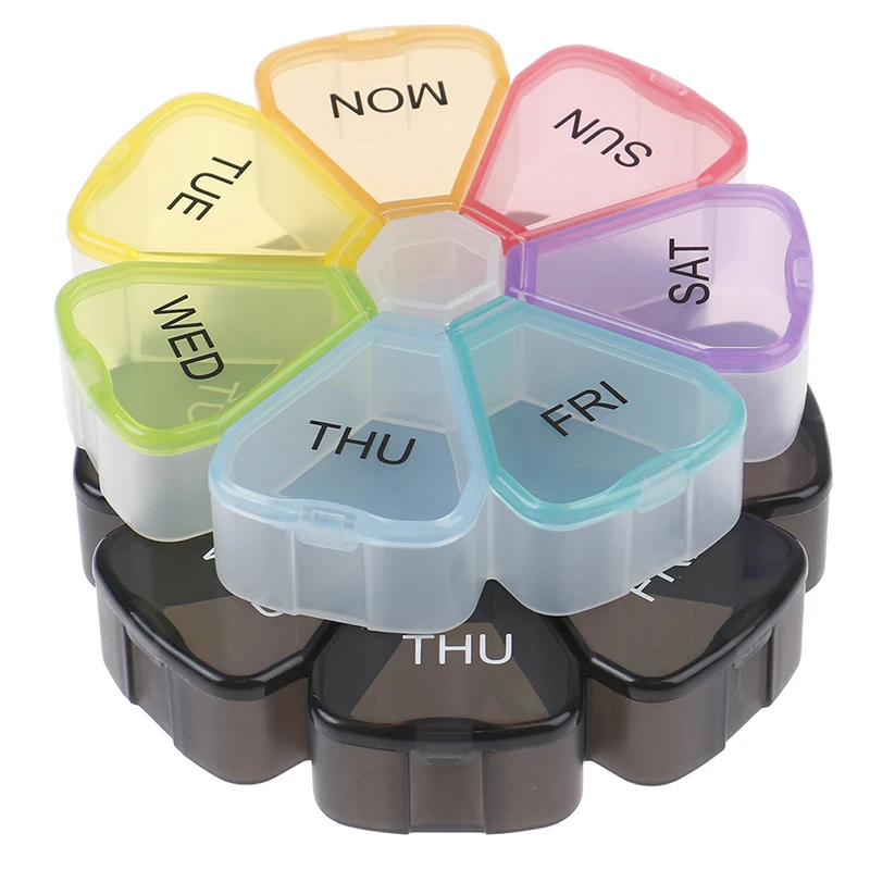 

7 Days Medicine Pill Box Mini Round Portable Travel Storage Vitamin Box Sort Tablet Holder Organizer Container Waterproof 7Grids