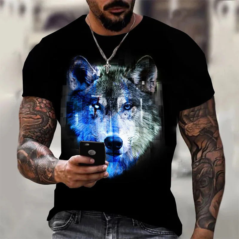 Футболка мужская с 3D рисунком волка oneeyed модная черная рубашка травмых топ в