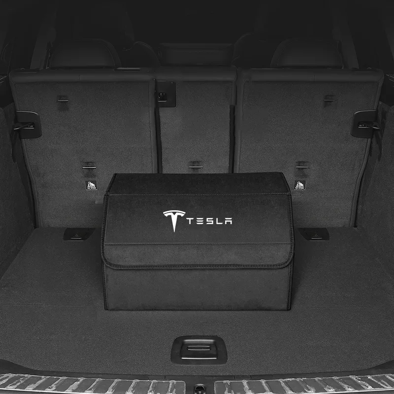 

Car Trunk luxury Turn fur Organizer Box Large Capacity Auto Multiuse Tools Storage Bag Stowing Tidying For Tesla Model 3 Model Y