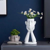 abstract human face vase resin flower vase home decor human lift cheek flowerpots head sculpture tabletop decorative ornaments