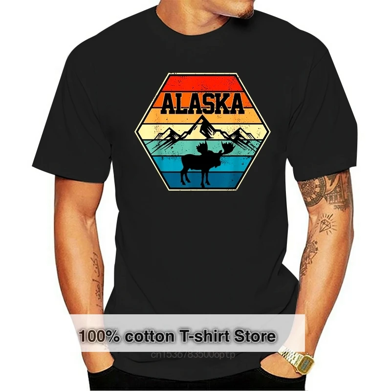 

Alaska Usa Moose Mountain Hiking Vintage Retro Gift T-Shirt Tee Tshirt Tee Shirt
