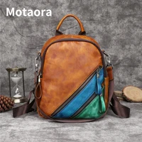motaora vintage handmade genuine leather women backpack 2022 new high quality cowhide backpacks school bags for teenage girls