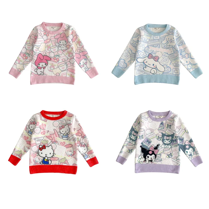 Kawaii Sanrio аниме периферийные устройства Kuromi Hello Kitty My Melody мультфильм зимний свитер