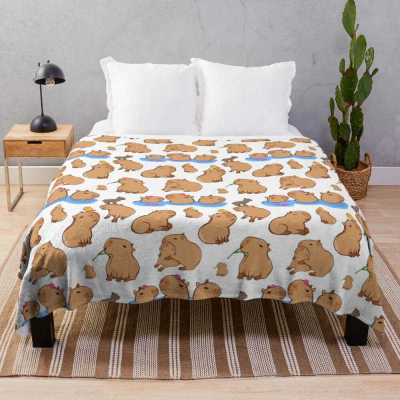 

Capybara Pattern Throw Blanket Jacquard Blankets Ands