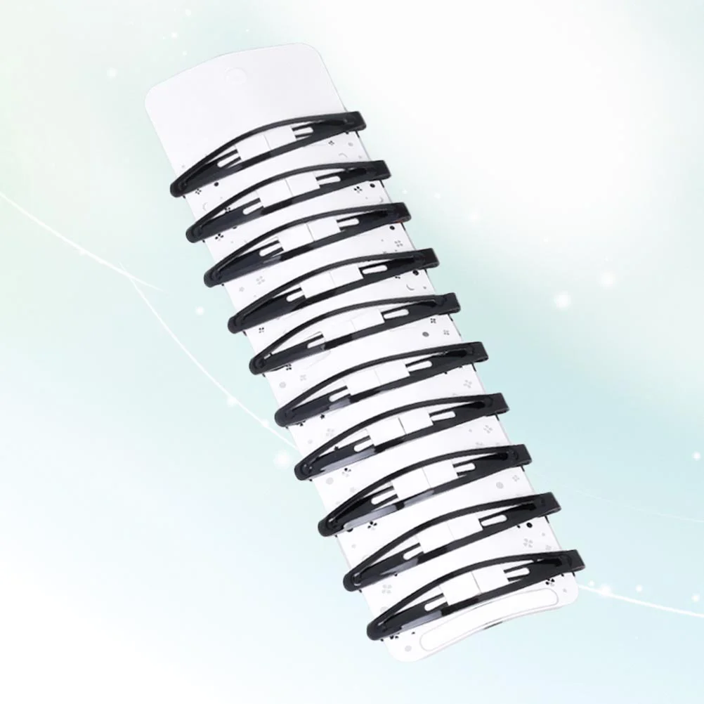 

10pcs Black Hair Clips Kids Design Barrettes Girls Metal Snap Hairpins