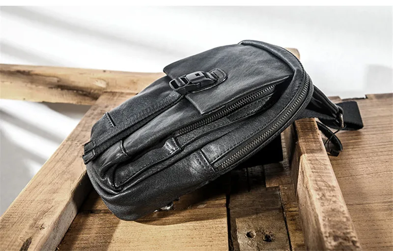 Weekends outdoor daily luxury genuine leather men's chest bag fashion designer soft natural real cowhide teens crossbody bag