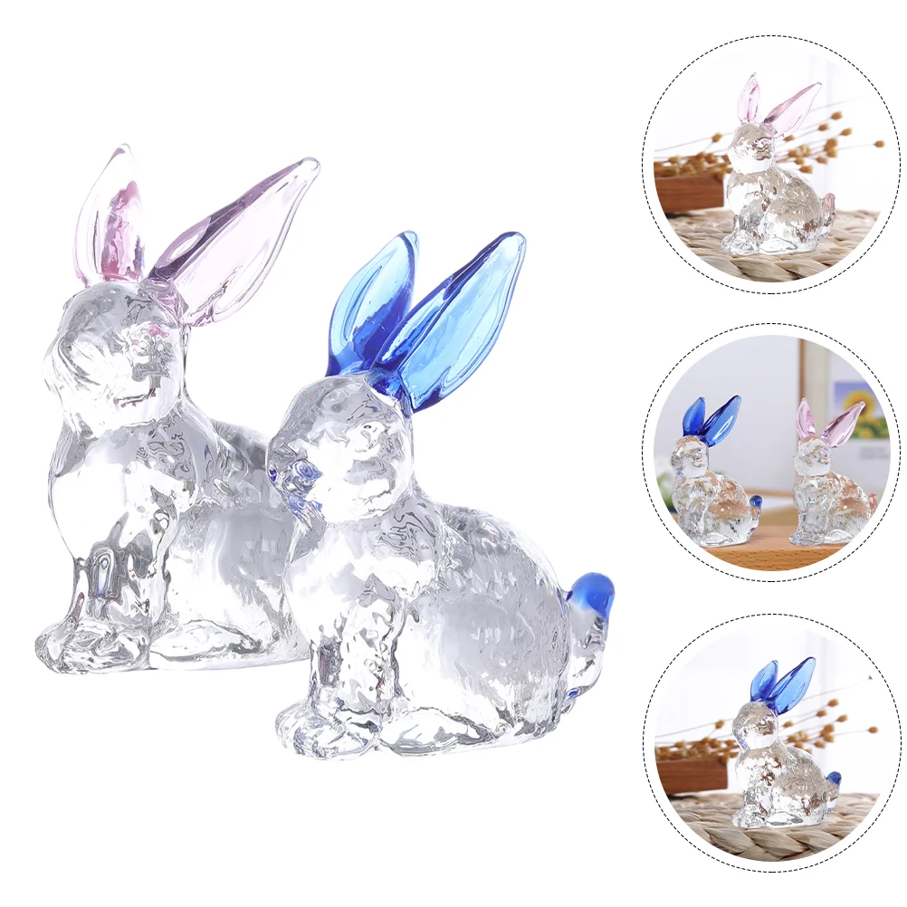

Glass Rabbit Decor Bunny Ornament Household Artwork Crystal Room Festival Small Prop Adornment