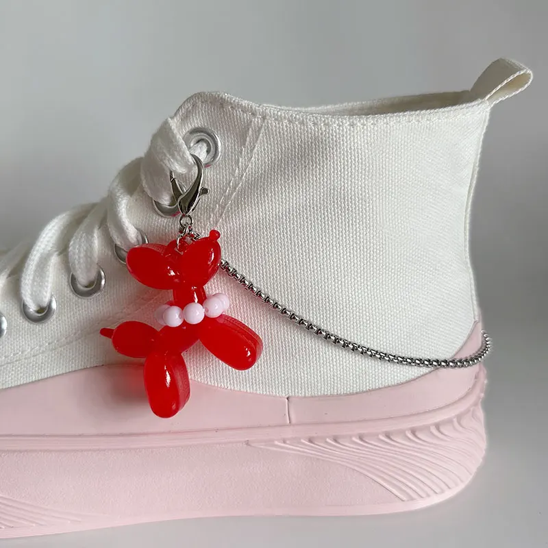 2PCS Stainless Steel Chains Candy Color Beaded Balloon Dog Shoe Buckles Decoration Canvas Board Shoes Accessories Shoe Jewelry