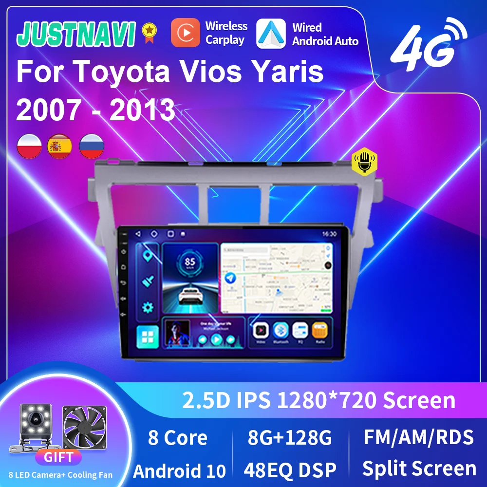 

Автомагнитола JUSTNAVI 2DIN для Toyota Vios Yaris 2007 2008-2012, мультимедийный видеоплеер на Android, GPS-навигация