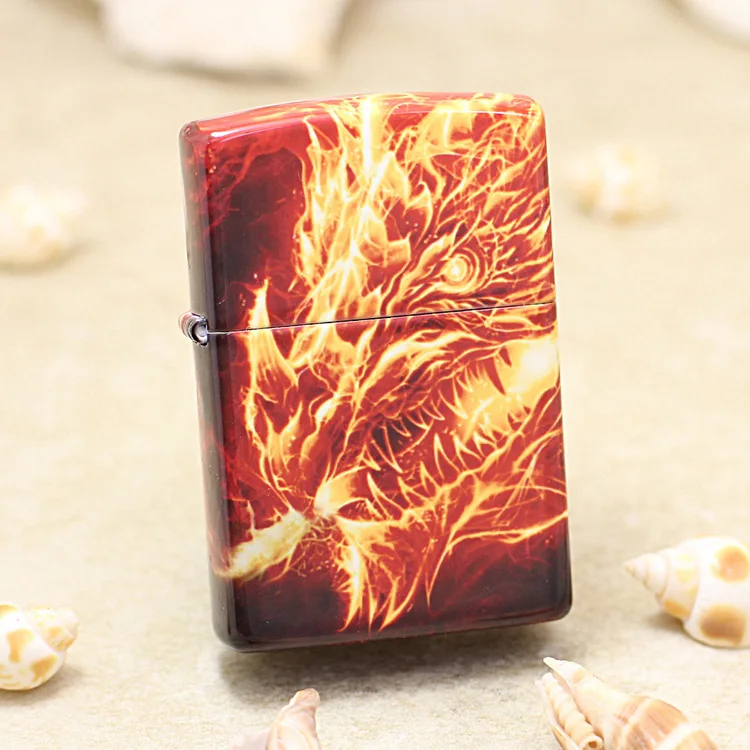 

Genuine Zippo oil lighter copper windproof Flame Dragon cigarette Kerosene lighters Gift with anti-counterfeiting code