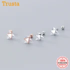 Детские и женские серьги-гвоздики с мерцающими треугольниками trustdave, мини-минималистичное ювелирное изделие из стерлингового серебра 925 пробы, DA592