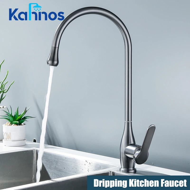 

Вращающийся на 360 ° смеситель для кухонной раковины из нержавеющей стали с одной ручкой, кран с одним отверстием, матовый кухонный смеситель, смесители для кухни, краны