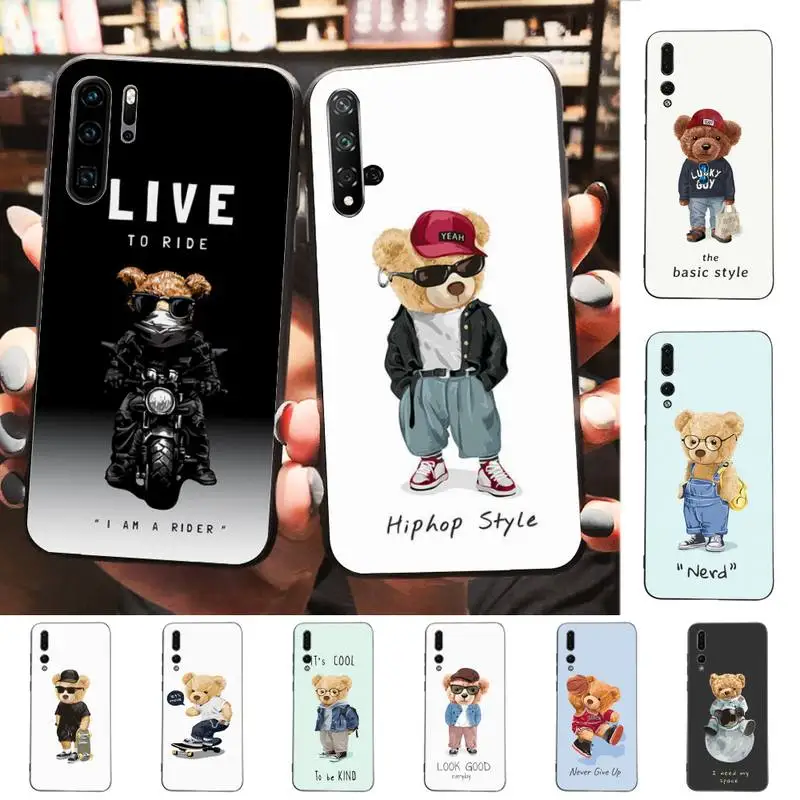 

Funny Fashion sports bear Phone Case for Huawei P30 40 20 10 8 9 lite pro plus Psmart2019