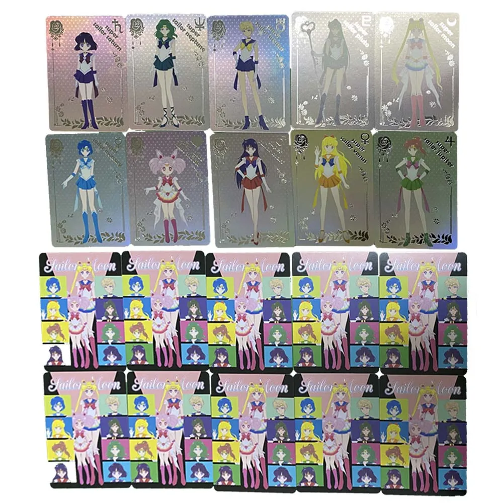 

New Sailor Moon Ten Warriors Full Set Diy Refraction Hot Silver Flash Card Acg Anime Beauty Girl Collection Cards Game Toys Gift