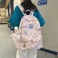traveasy fashion plaid backpack women nylon new 2022 light waterproof bookbag for collage student lady travel bag female trendy