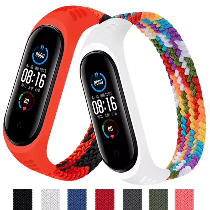 

Bracelet For Mi Band 6 Strap Nylon Braided Solo Loop Pulseira Bracelet Miband4 Miband5 Wristband For Xiaomi Mi band 5 4 3 strap