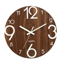 luminous large wall clock12 inch wooden silent non ticking kitchen wall clocks for indooroutdoor living room