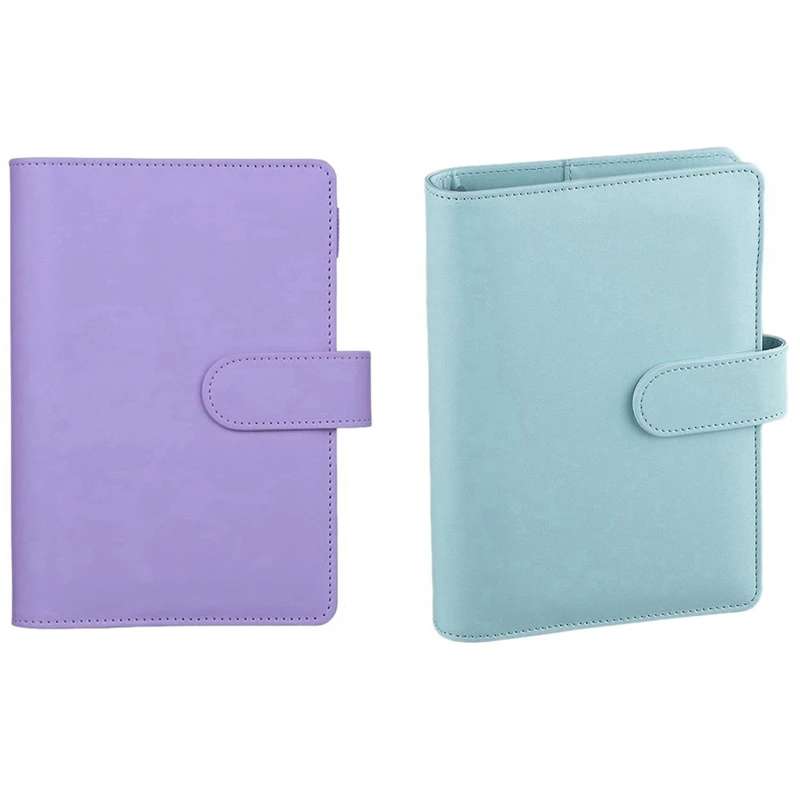 

2Pcs A6 Binder Planner Notebook Binder And 24 Pcs 6 Hole Binder Zipper Folder,Binder Cash Envelope Wallet,Blue & Purple