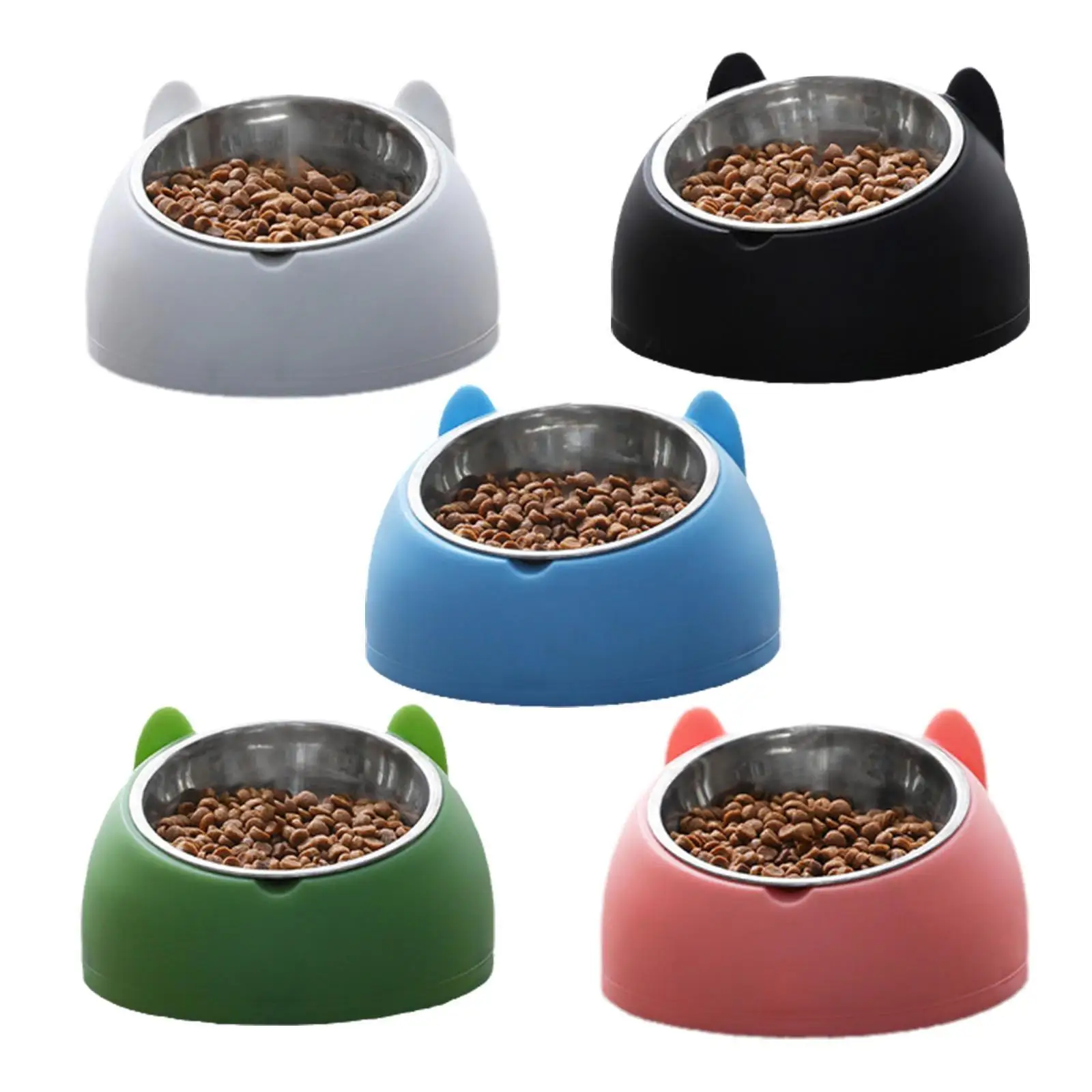 

Pet Bowl Cat Small Dogs Food Bowl Pet Feeding Water Raised Bowls Steel Non-slip Pet Stainless Feeder Tilted Bowl Supplies E7D6